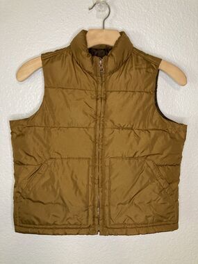 Boys Small (Size 6 To 7) Old Navy Brown Puffer Vest Zip Up With Pockets